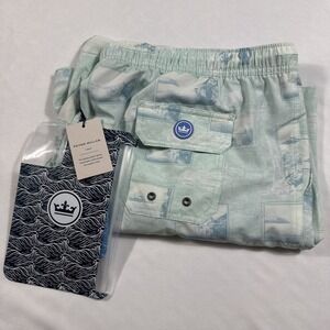 Peter Millar Swim‎ Shorts Mens XXL Cape Blue MS24P10 Coastal Print Trunks